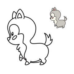 Coloring page for little children. Outlined illustration of a wolf in cartoon style. Vector 8 EPS.