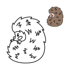  Coloring page for little children. Outlined illustration of a cute hedgehog in cartoon style. Vector 8 EPS.