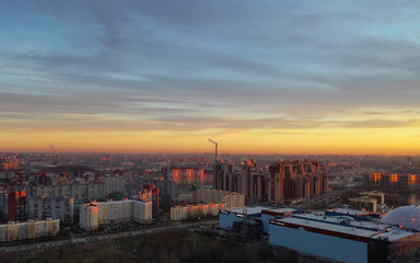 Aerial view of the sleeping area of ​​the city of St. Petersburg.