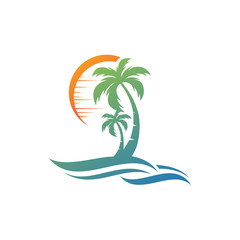 Beach holiday travel logo vector