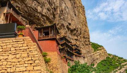 Famous chinese hanging monastery made by Northern Wei Dynasty. Xuankong Temple in Shanxi Province...