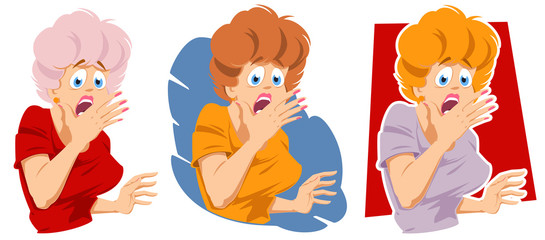 Girl screaming in horror. Funny people.