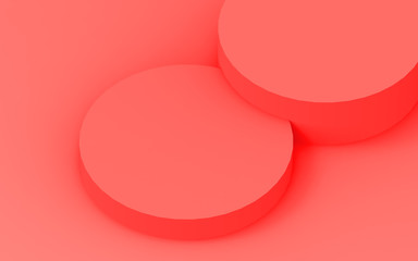 3d orange cylinder podium minimal studio background. Abstract 3d geometric shape object illustration render. Display for cosmetic perfume fashion product. Color of the year 2019 Living Coral.