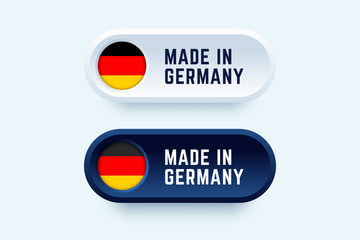 Made in Germany. Vector sign in two color styles with national german flag for national products and producers.