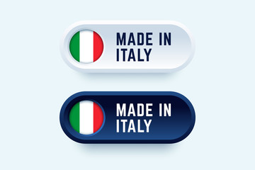 Made in Italy. Vector sign in two color styles with national italian flag for national products and producers.