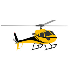 Yellow helicopter isolated on a white background.