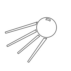 Artificial Earth satellite on a white background. Outline vector icon.