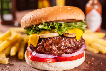 american juicy burger with chees