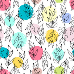 Seamless pattern with hand drawn branches.