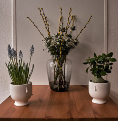 3 flower on a desk