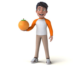 Fun 3D cartoon Asian teenager .