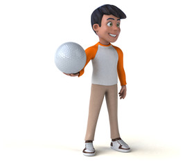 Fun 3D cartoon Asian teenager .