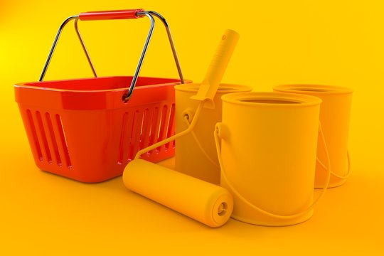 Renovation background with shopping basket