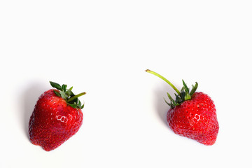 Closeup red strawberry isolated fruit on white background