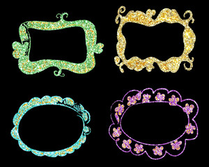 Abstract art nouveau style glitter sparkling victorian vintage frame isolated