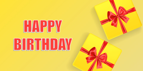 Happy Birthday card template with gifts