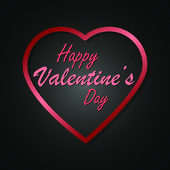 Frame Heart shape with letter Happy Valentine's day on gradient background, vector illustration.