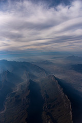 Monterrey Nuevo León México Aerial view of Chipinque Mountain range against cloudy sky. 