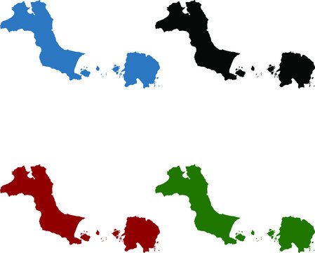 Bangka Belitung Province Map, North Sumatra, Indonesia