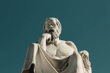 Statue of the ancient Greek philosopher Socrates in Athens, Greece.	