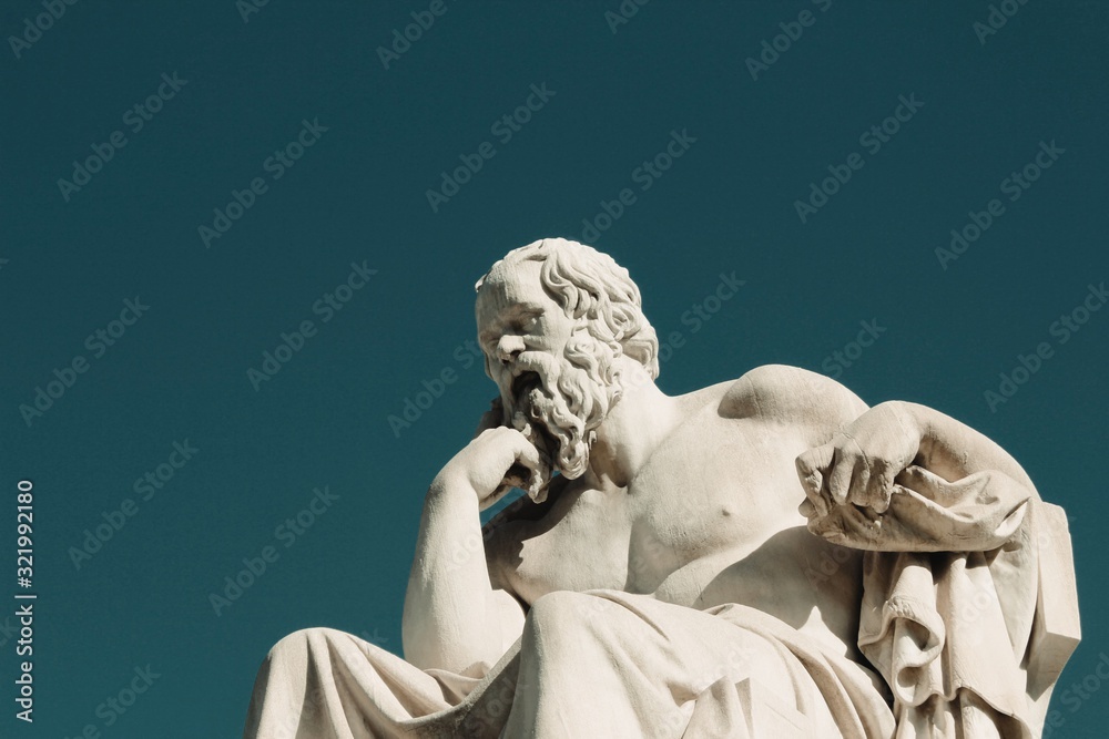 Wall mural Statue of the ancient Greek philosopher Socrates in Athens, Greece.	