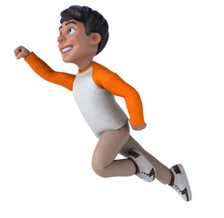 Fun 3D cartoon Asian teenager .