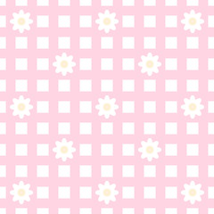 Seamless pattern with daisy flowers and scott texture.