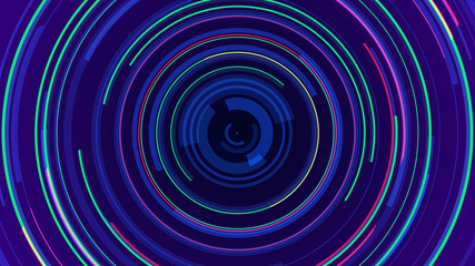 Circle neon lines technology Hi-tech blue background. Abstract graphic digital future concept design.