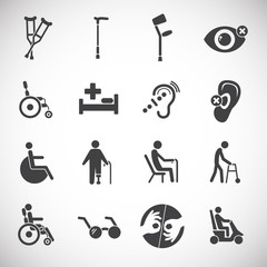 Human disabilities related icons set on background for graphic and web design. Creative illustration concept symbol for web or mobile app