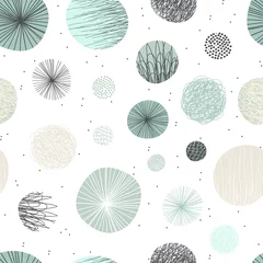 Gordijnen Leuk abstract naadloos patroon met cirkels. Vectorachtergrond. Pastelkleuren. © bukhavets
