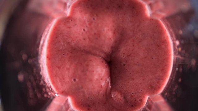 Blender with strawberry and banana top view