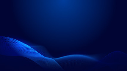Dot blue wave light screen gradient texture background. Abstract  technology big data digital background. 3d rendering.