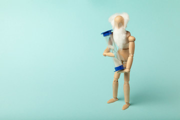 Lonely old man with an hourglass in which time runs out, fear of dead.