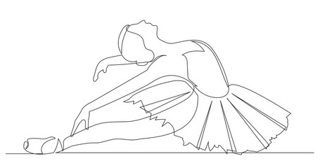 Ballerina dancing a dying swan. Continuous line drawing. isolated sketch drawing of ballet line concept. Vector illustration.