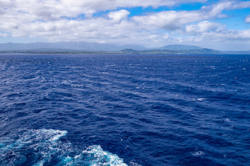 Cruise ship leaving from Nawiliwili port on Kauai, Hawaii. Kauai is known as the 