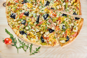 pizza with mushrooms and cheese