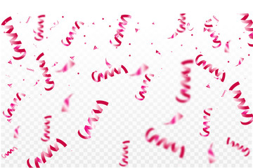 Celebration background party decoration frame template with confetti and pink ribbons. luxury greeting rich card. Festive design