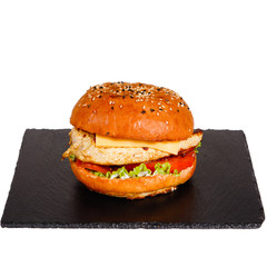 Burger on a plate.