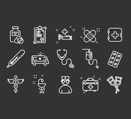 Line icons set of hospital