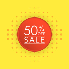 Sale banner design. 50 percent price off discount label or tag. Promo badge for advertising design. Vector illustration.