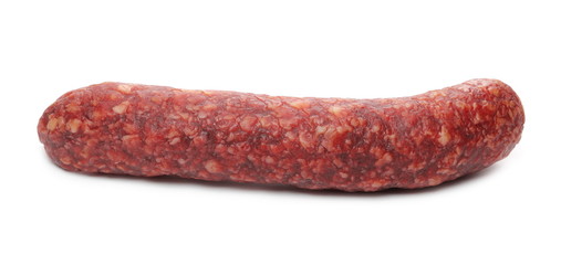 Fermented, dry sausage isolated on white background
