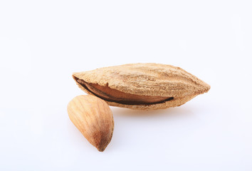  Uzbek almonds on a white background