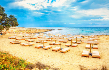 Ammos Kambouri beach in Aiya Napa, Cyprus. Ayia Napa coastline.