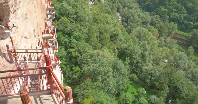 Maijishan Cave-Temple Complex in Tianshui city, Gansu Province China. A mountain with religious caves on the Silk Road