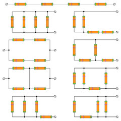 A visual vector illustration of the sequentially and parallel connection of conductors.