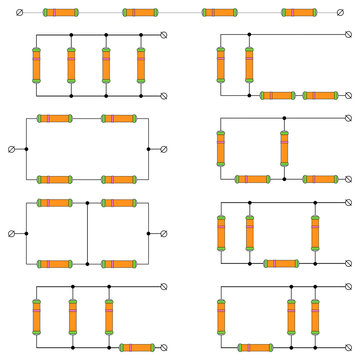 A visual vector illustration of the sequentially and parallel connection of conductors.