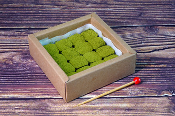 Japanese Nama chocolate Mutcha green tea is a type of ganache, made from a mix of melted cacao,...