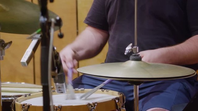 Recording Drums played with Brushes in Sound Recording Studio