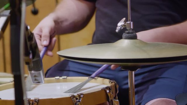 Recording Jazz with Brushes on Drums Cymbals in Sound Recording Studio