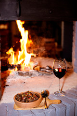 A meat dish Background fire